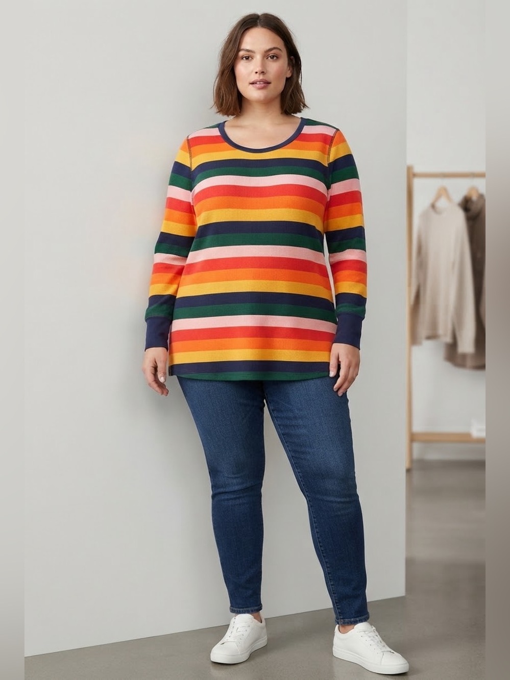 Old Navy Navy, Green, Yellow & Pink Stripe Long Sleeve Tee
